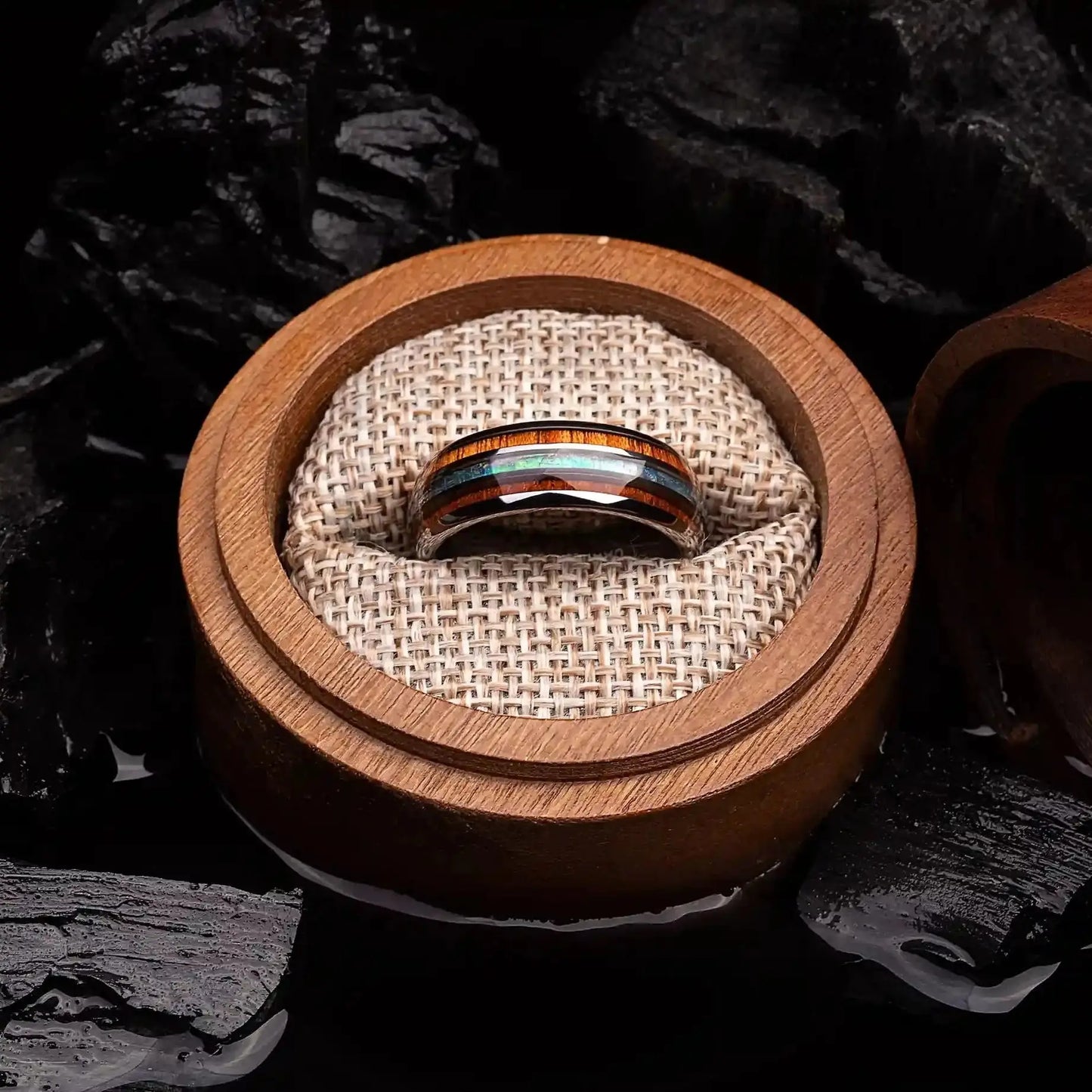 MIRAI SHORE — Abalone & Koa Wood Ring