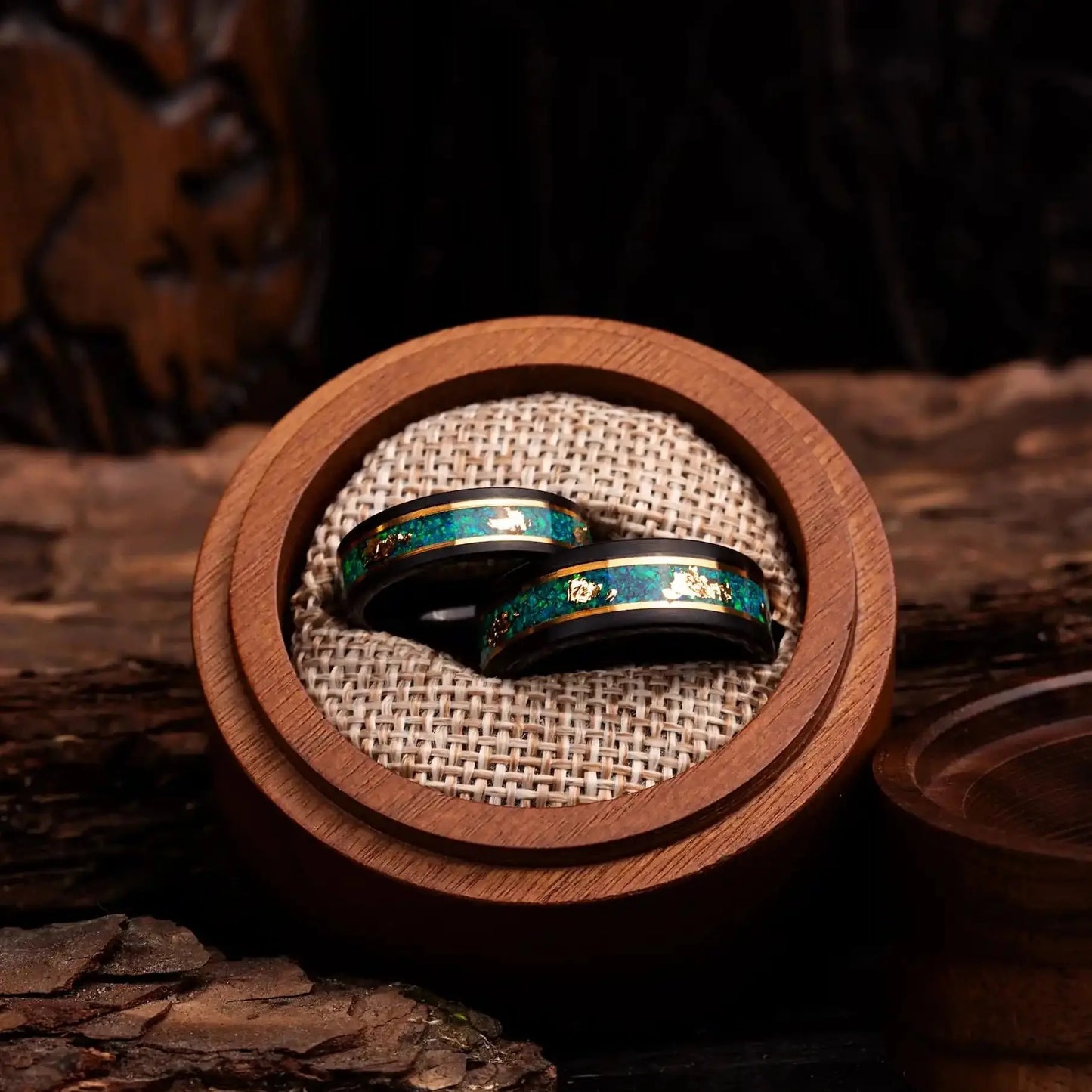 RYOKO — Gold & Green Opal Couple Rings