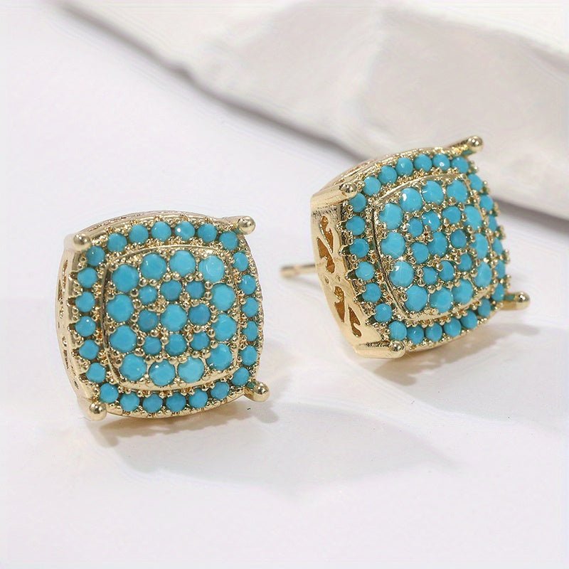KATA — Turquoise Square Stud Earrings