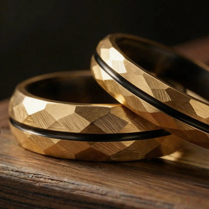 HIBIKI set — Gold Faceted Couple Rings