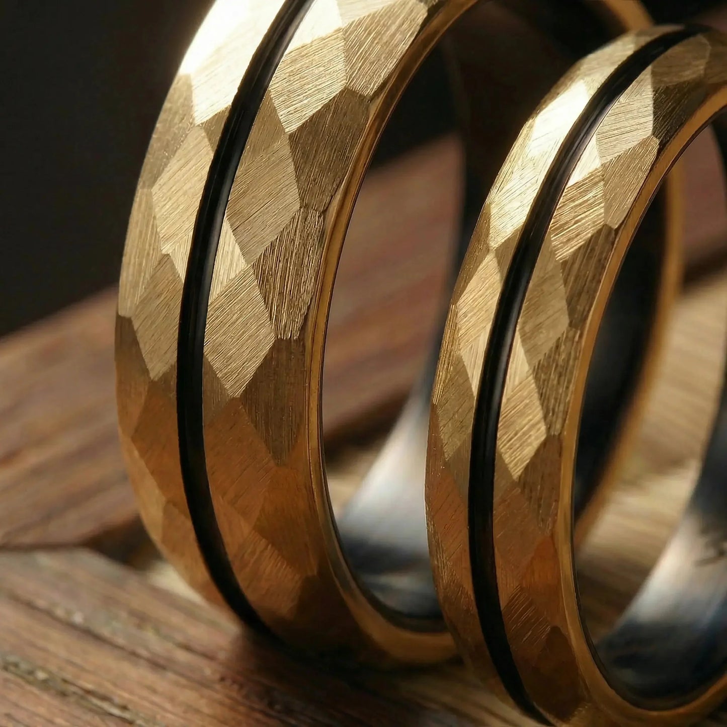 HIBIKI set — Gold Faceted Couple Rings