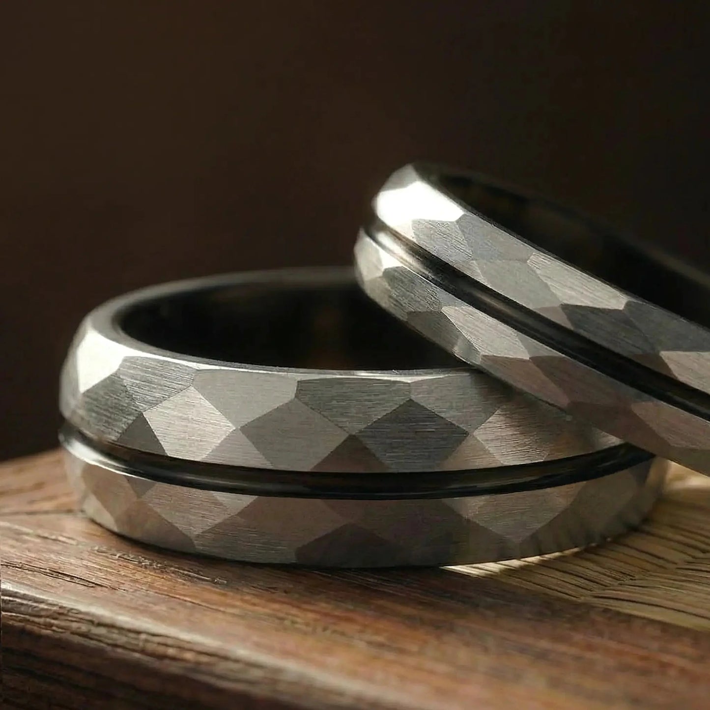 SATORI set — Platinum Faceted Couple Rings