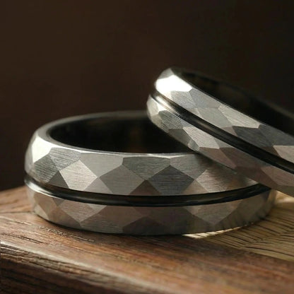 SATORI set — Platinum Faceted Couple Rings
