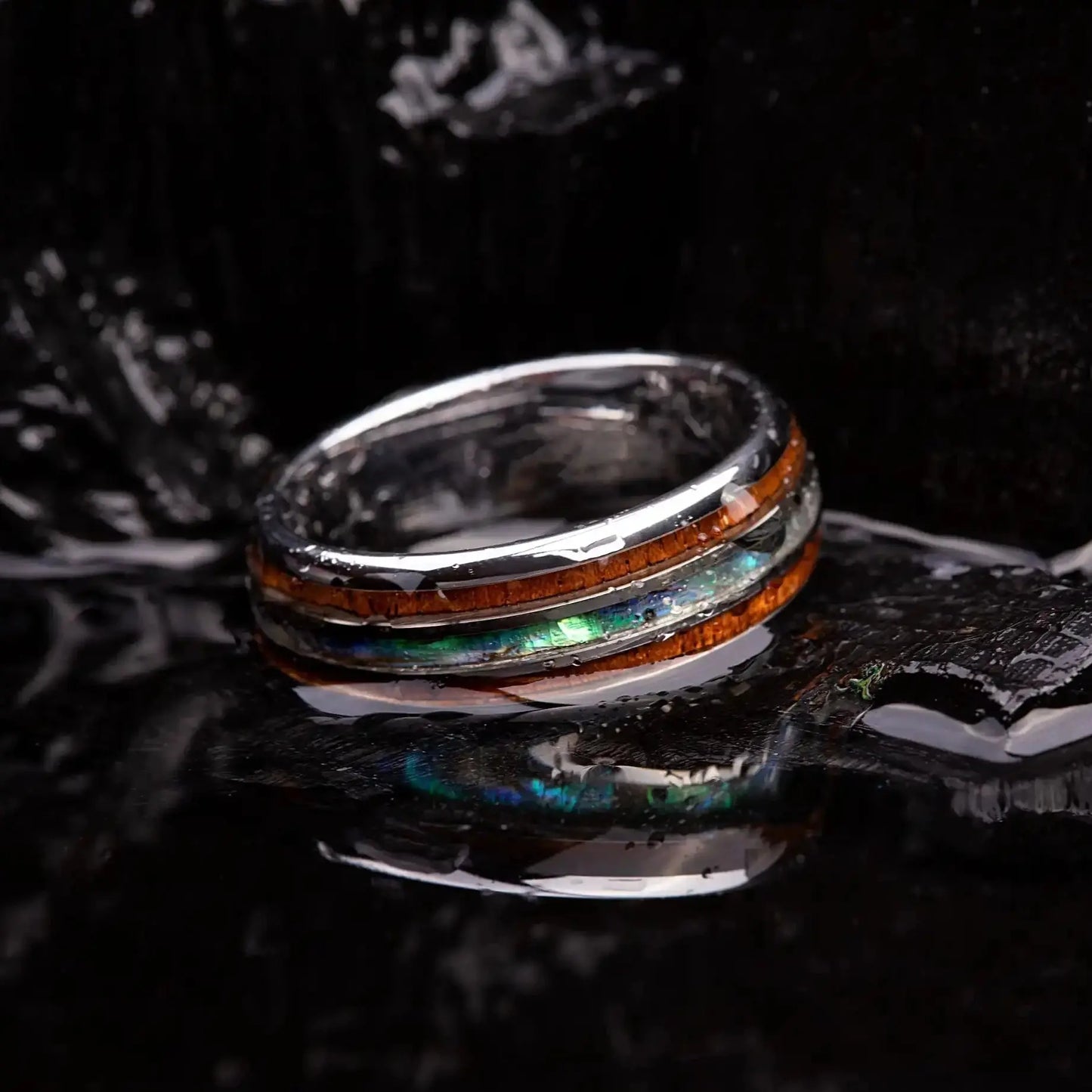 MIRAI SHORE — Abalone & Koa Wood Ring