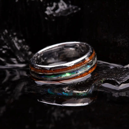 MIRAI SHORE — Abalone & Koa Wood Ring