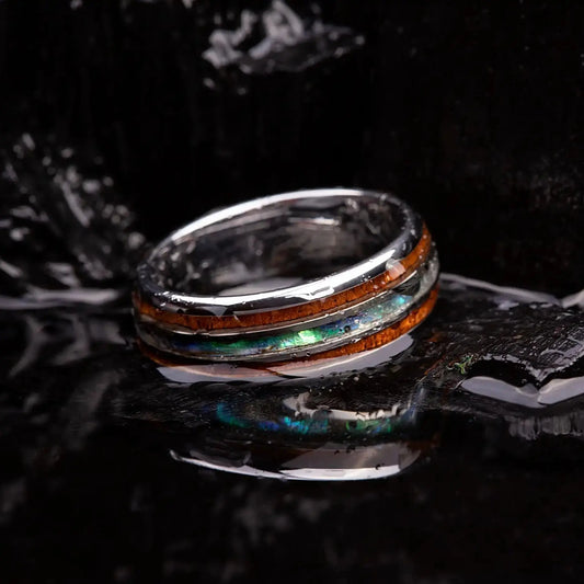 MIRAI SHORE — Abalone & Koa Wood Ring