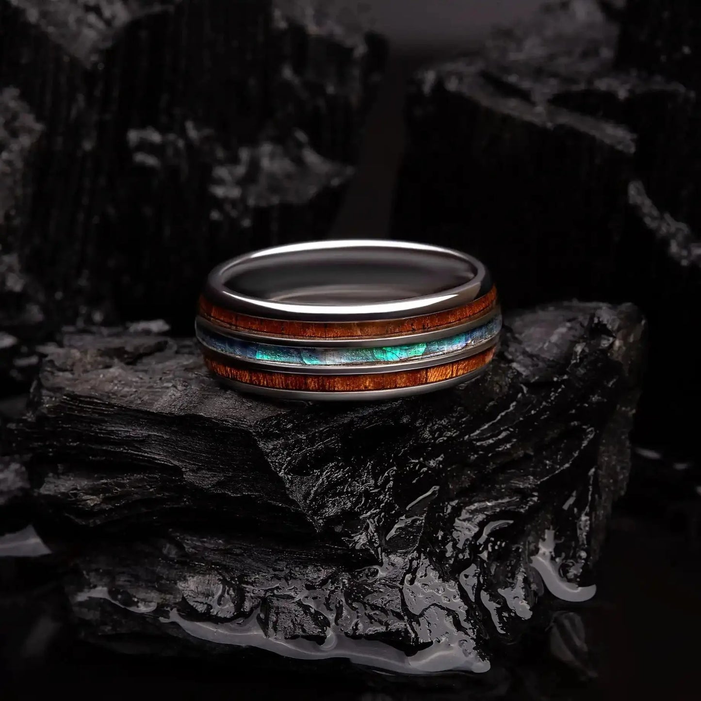 MIRAI SHORE — Abalone & Koa Wood Ring