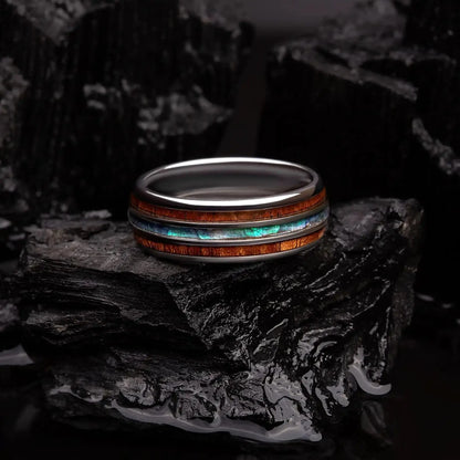 MIRAI SHORE — Abalone & Koa Wood Ring