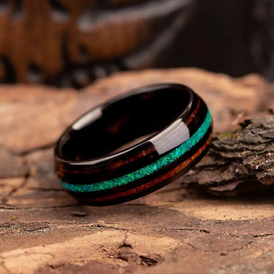 MIDORIHOSHI — Green Opal & Oak Ring