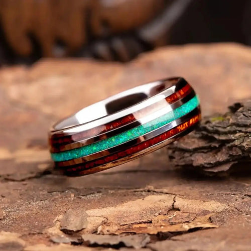 EMERALD — Green Opal & Oak Ring