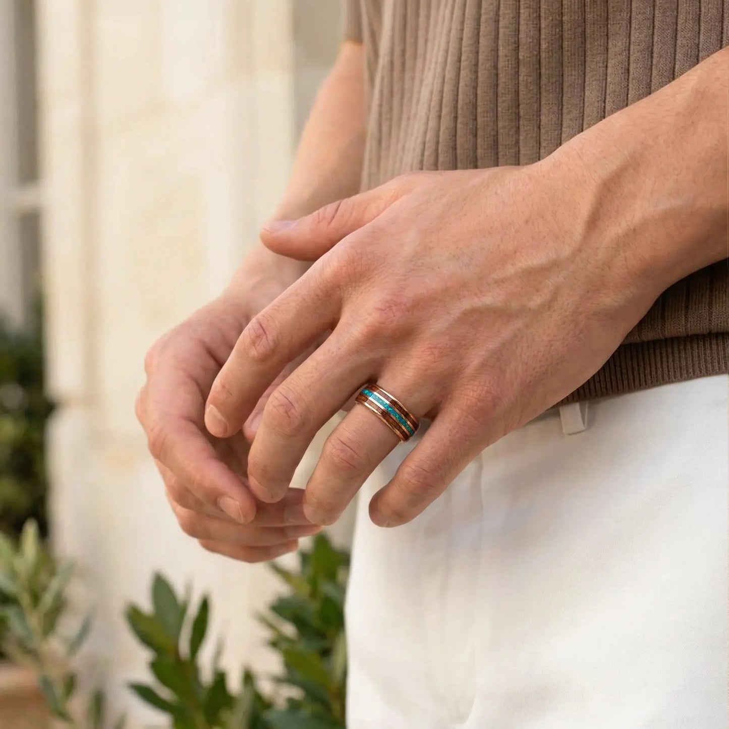 HOKU — Koa Wood & Opal Ring