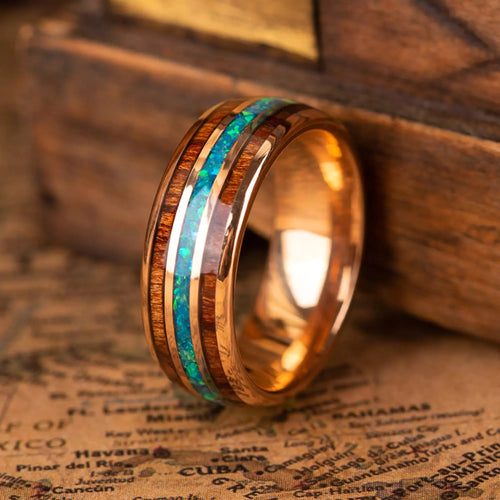 HOKU — Koa Wood & Opal Ring
