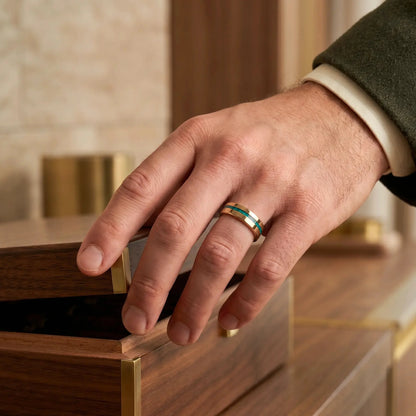 MIDORI-ISHI — Gold Malachite Ring