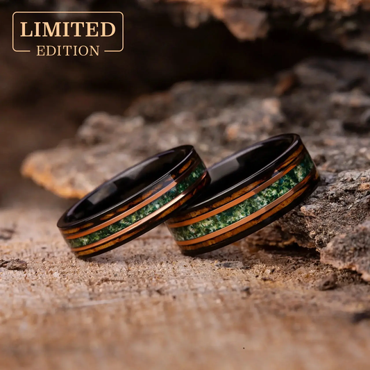 MIDORI no MICHI set — Moss Agate Couple Rings