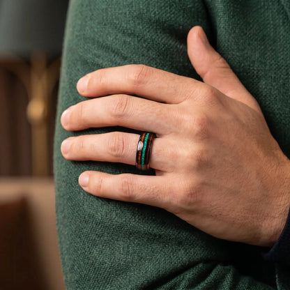 MIDORIHOSHI — Green Opal & Oak Ring