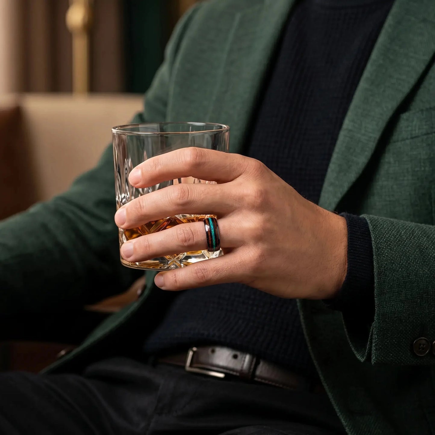 MIDORIHOSHI — Green Opal & Oak Ring