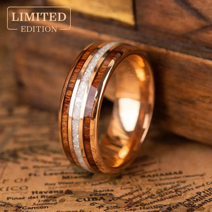 MIKADO — Crushed Pearl & Koa Wood Ring