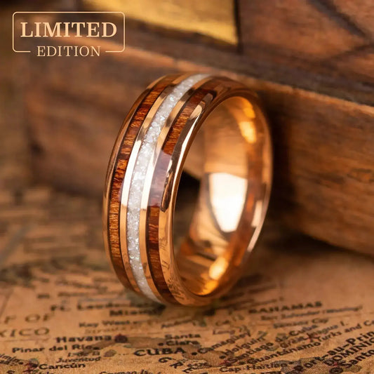 MIKADO — Crushed Pearl & Koa Wood Ring