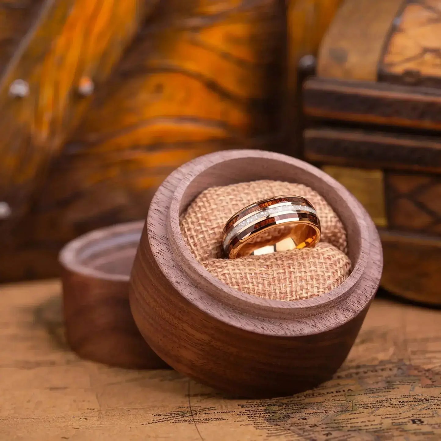 MIKADO — Crushed Pearl & Koa Wood Ring