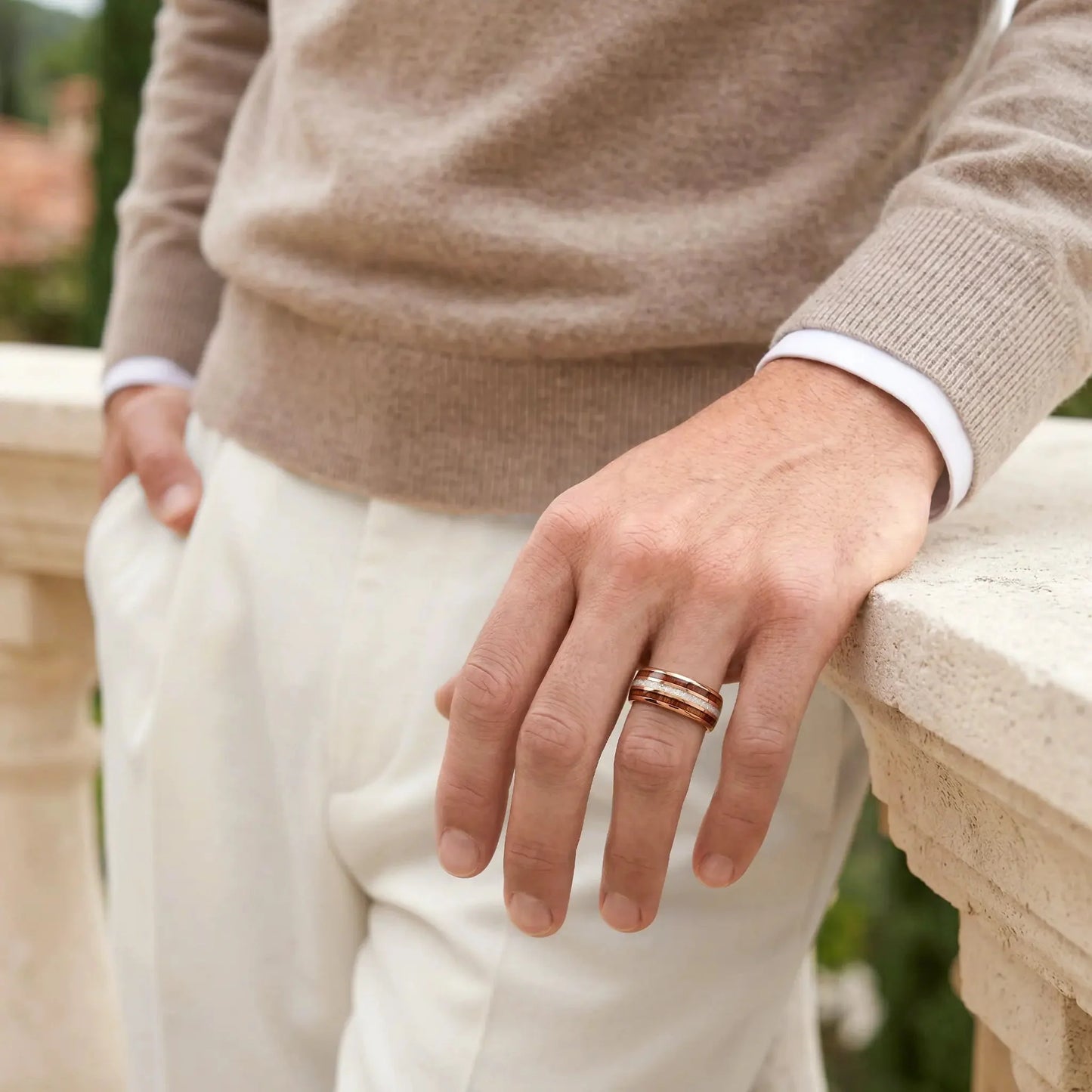 MIKADO — Crushed Pearl & Koa Wood Ring