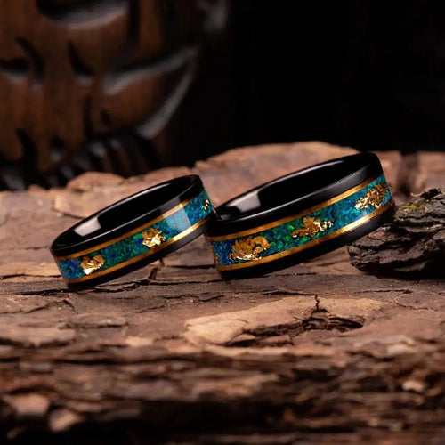 RYOKO — Gold & Green Opal Couple Rings