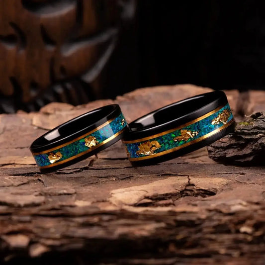 RYOKO — Gold & Green Opal Couple Rings