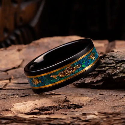 RYOKO — Green Opal & Gold Leaf Band