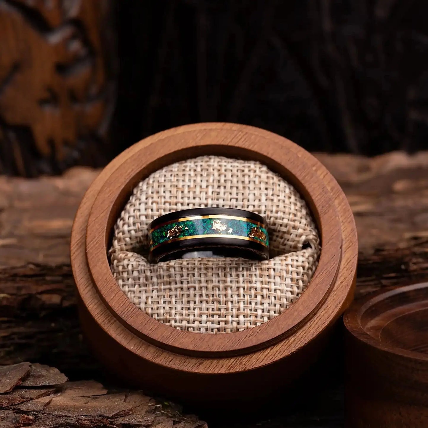 RYOKO — Green Opal & Gold Leaf Band
