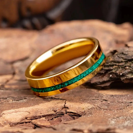 MIDORI-ISHI — Gold Malachite Ring