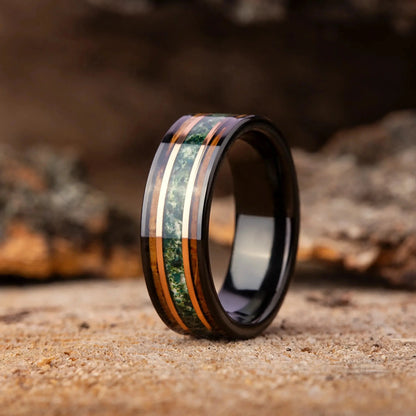 MIDORI no MICHI — Moss Agate & Oak Ring