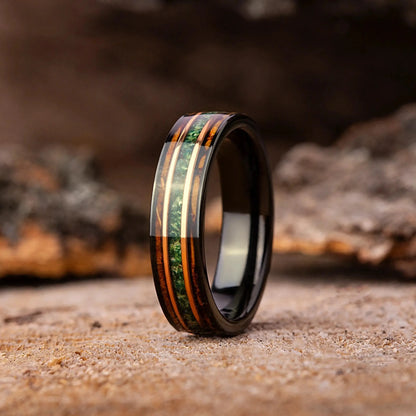 MIDORI no MICHI — Moss Agate & Oak Ring