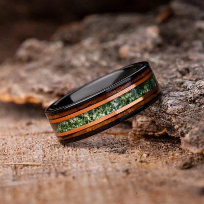 MIDORI no MICHI — Moss Agate & Oak Ring