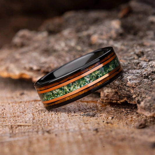 MIDORI no MICHI — Moss Agate & Oak Ring
