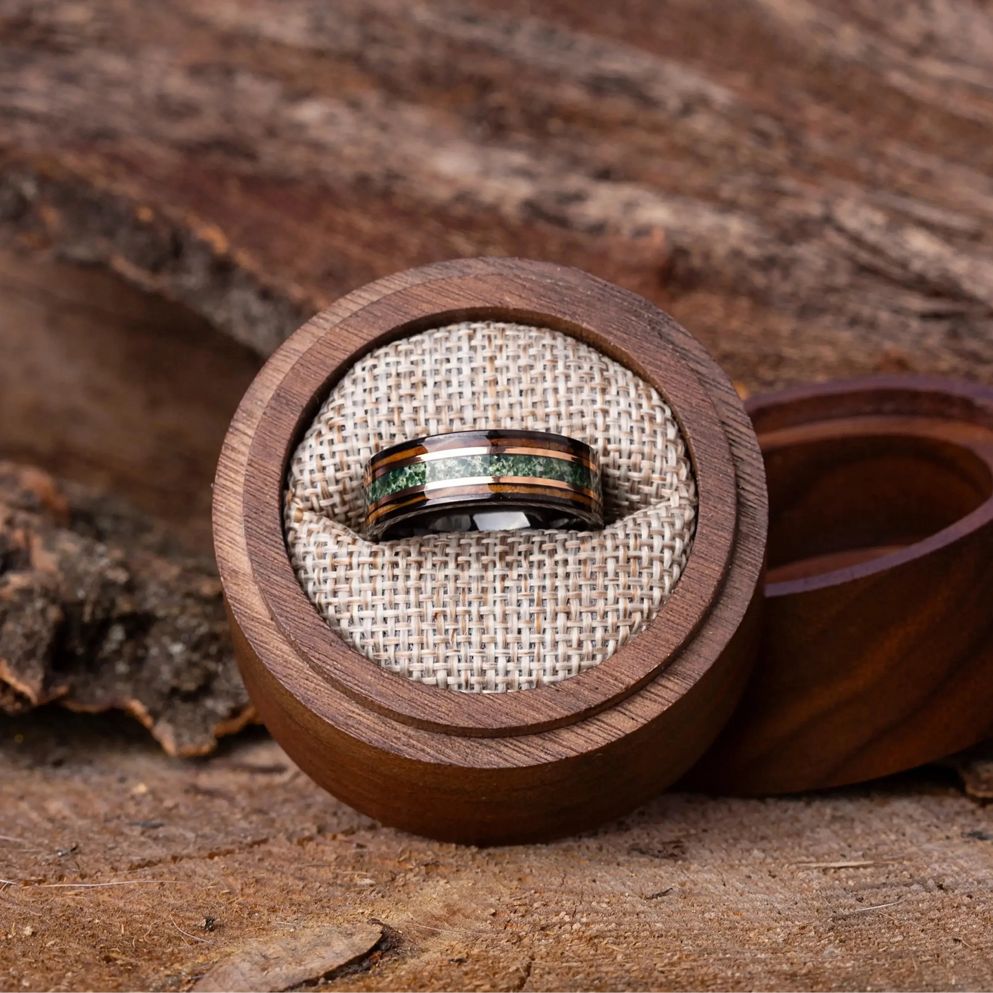 MIDORI no MICHI — Moss Agate & Oak Ring