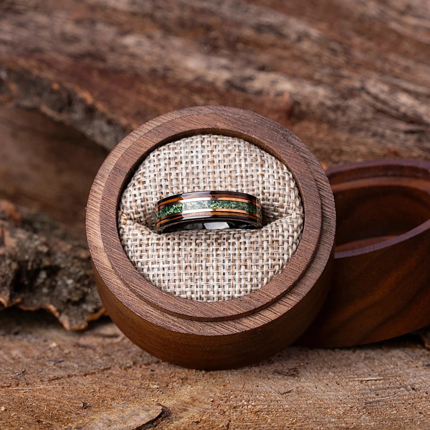 MIDORI no MICHI — Moss Agate & Oak Ring