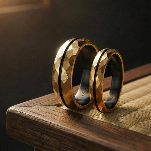 HIBIKI set — Gold Faceted Couple Rings