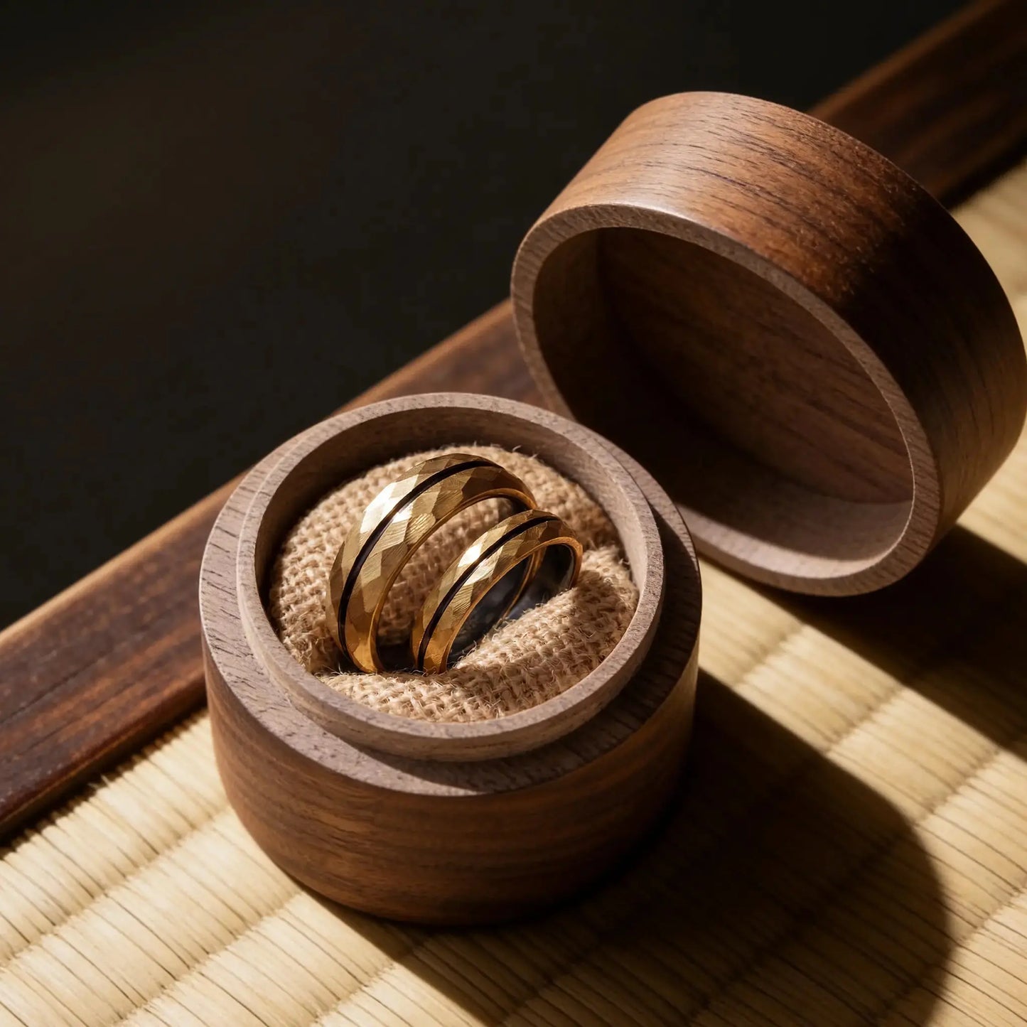 HIBIKI set — Gold Faceted Couple Rings