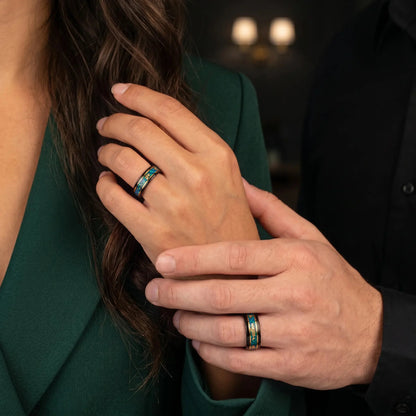 RYOKO — Gold & Green Opal Couple Rings