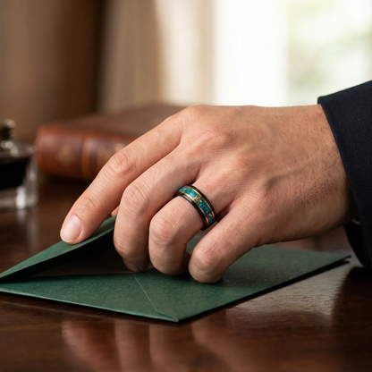 RYOKO — Green Opal & Gold Leaf Ring