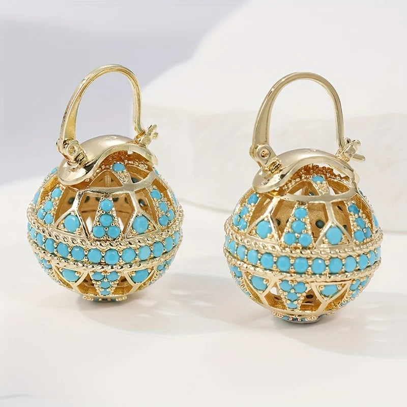 TAMA — Turquoise Filigree Globe Drop Earrings