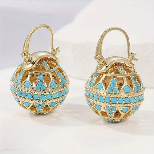 TAMA — Turquoise Filigree Globe Drop Earrings