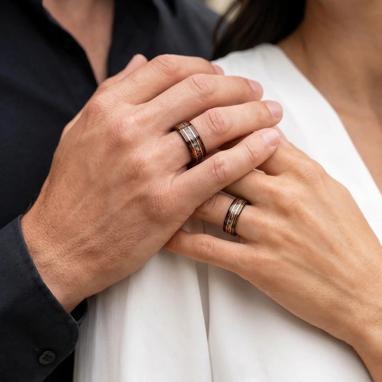 SORA no KURA set — Meteorite & Oak Rings