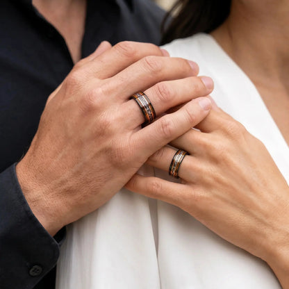 SORA no KURA set — Meteorite & Oak Rings