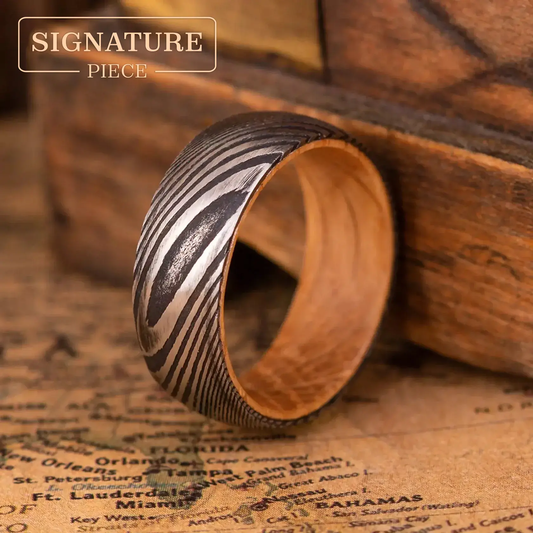 TAKARA — Damascus & Oak Ring