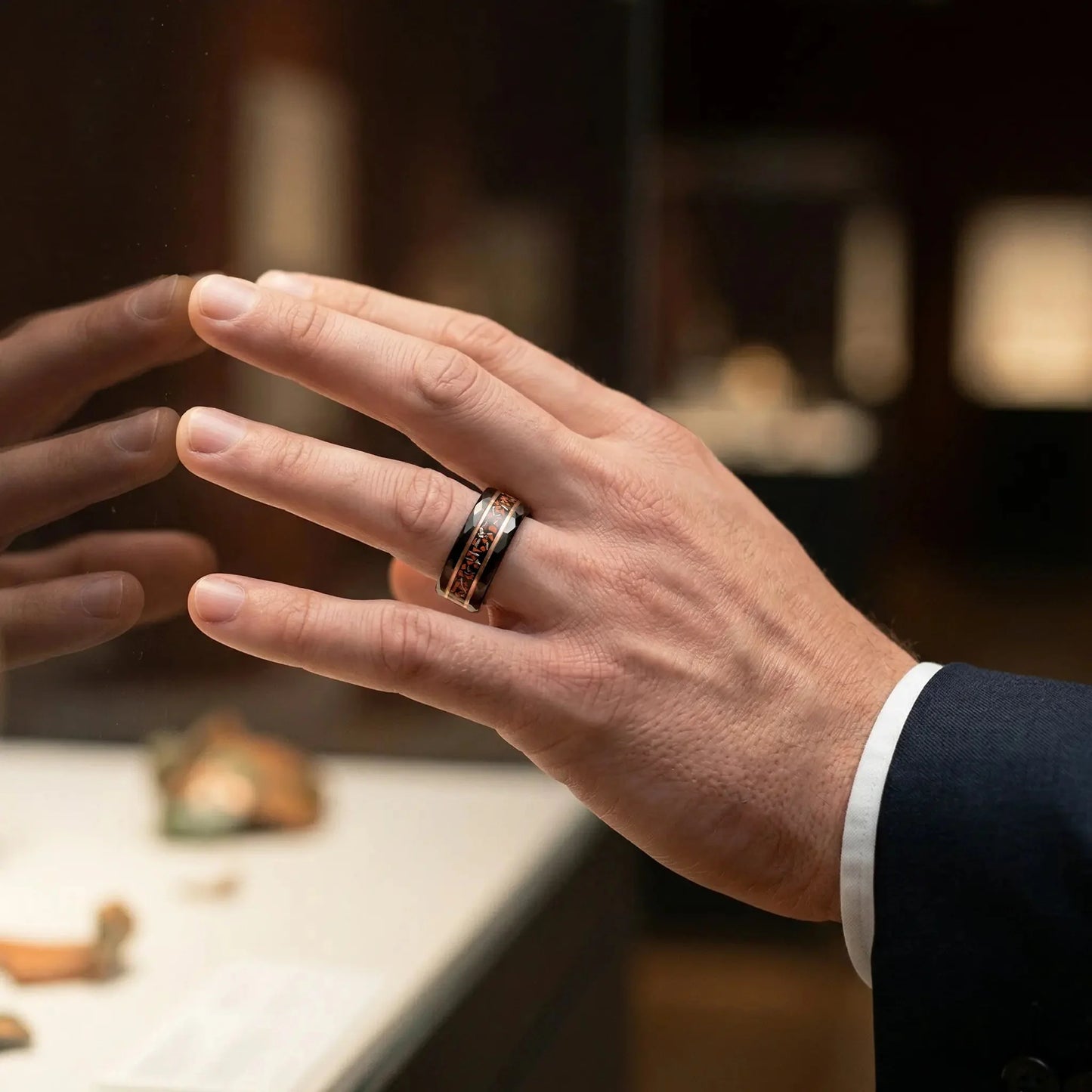 TERRA ANTIQUE — Dinosaur Fossil & Meteorite Ring