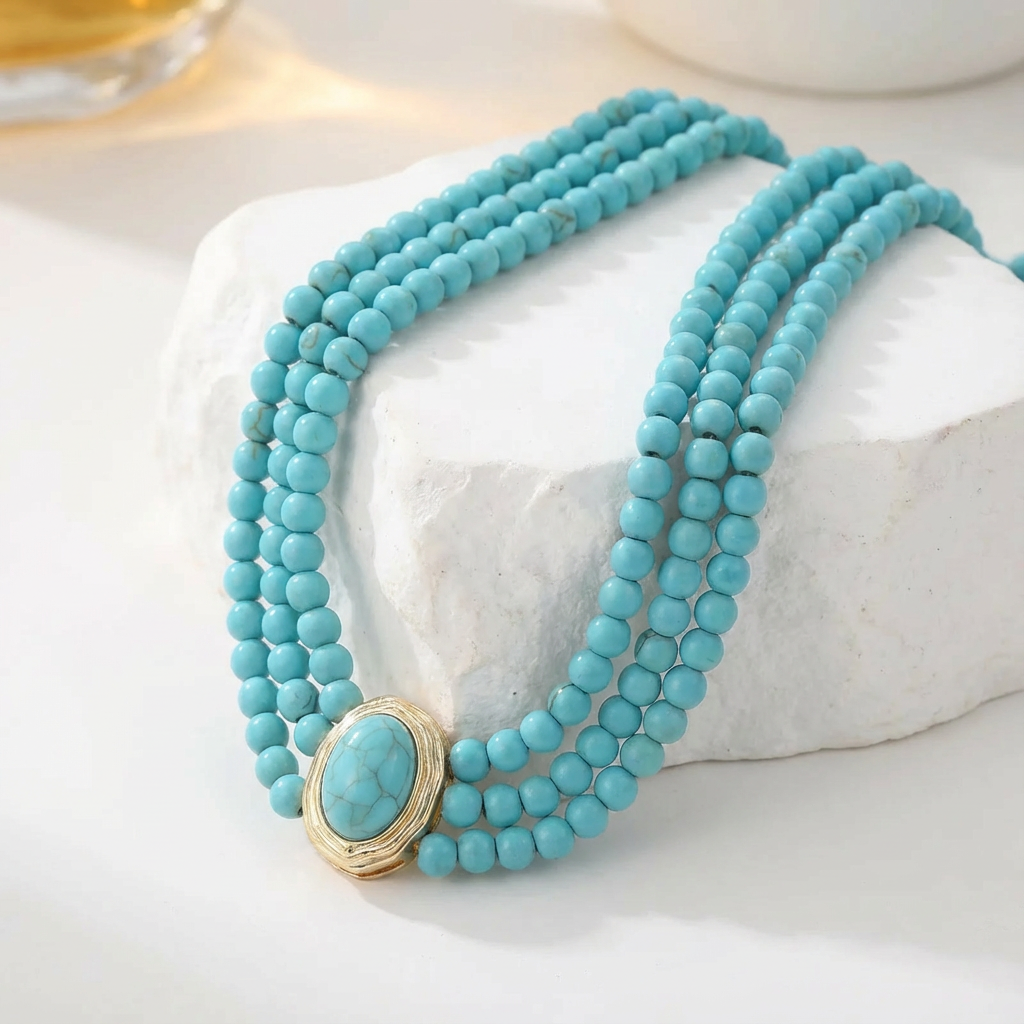 ENISHI — Turquoise Triple-Strand Choker Necklace