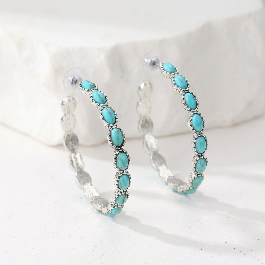 KAGAMI — Vintage Oval Silver Hoop Earrings