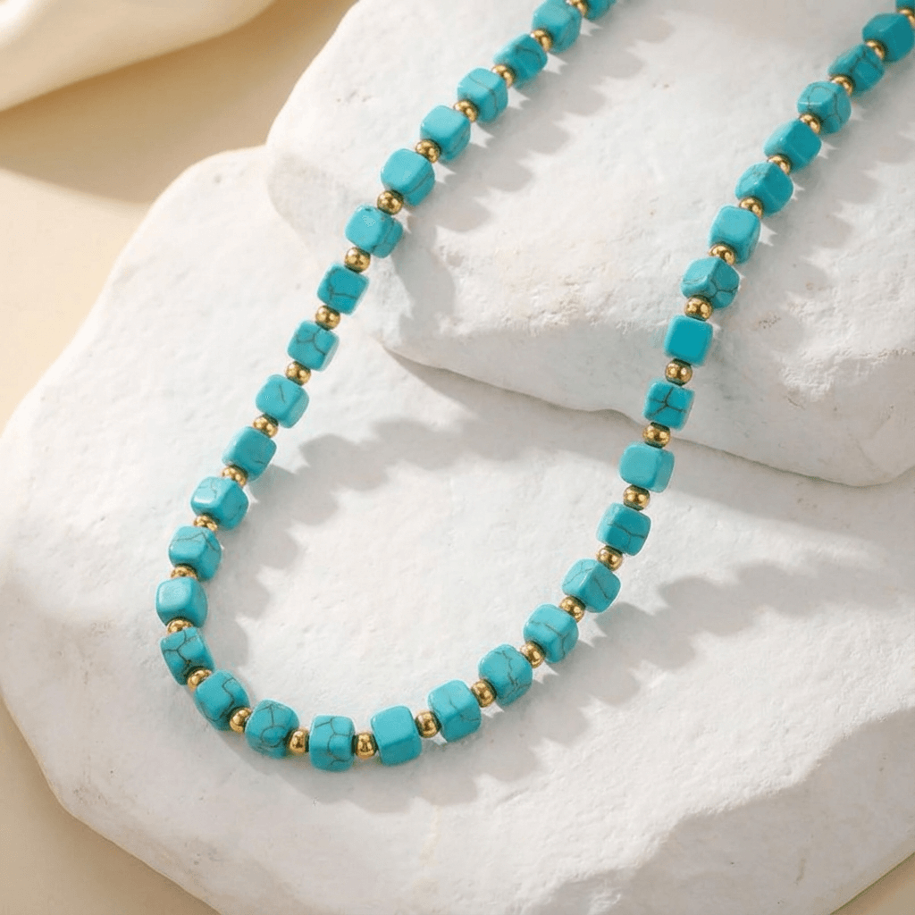 NAMI — Turquoise Bead & Gold Accent Necklace