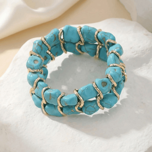 MUSUBI — Turquoise Stone Woven Gold Bracelet