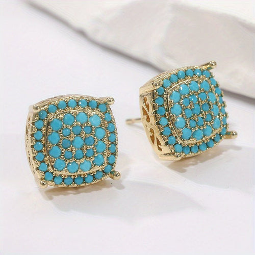 KATA — Turquoise Square Stud Earrings